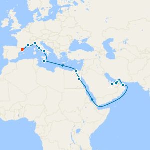 Grand Voyage from Dubai to Barcelona with Stays