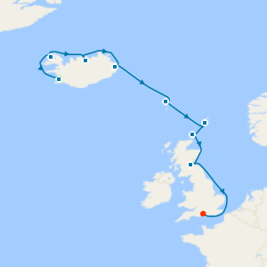 Iceland & British Isles from Reykjavik to Southampton with Golden Circle & Blue Lagoon Experience