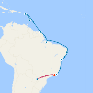 French Guiana, Brazil & Iguassu Falls from Bridgetown to Rio De Janeiro with Stays