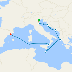 Western Mediterranean cruise from Ravenna with Venice Stay