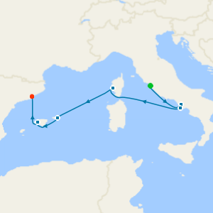 A Journey of Sunset Shores & Mediterranean Icons from Civitavecchia (Rome) to Barcelona