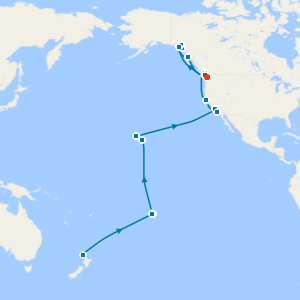 Transpacific & Alaska Cruise from Auckland to Seattle with Stay
