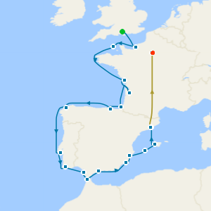 No Fly Cathedrals to Castanets Cruise from Southampton with Luxury Barcelona and Paris Stays 