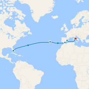 Transatlantic Cruise with Miami Beach and Rome Stays