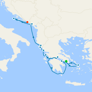 The Greek islands, Corinth Canal & Adriatic from Athens