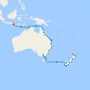 Auckland Stay, Tasman Treasures, Fjords of New Zealand and Coral Coast to Java Sea