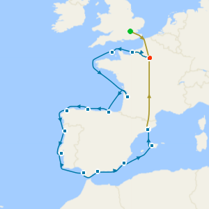 No Fly Cruise: Riches of France & Iberia with Paris and Barcelona Stays