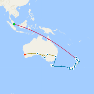 Singapore Stopover, Auckland, New Zealand Explorer and Indian Pacific Rail from Sydney to Perth with Stays