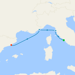 A Journey from Italy’s Cultural Heart to the Western Mediterranean from Civitavecchia (Rome) to Barcelona