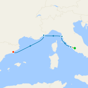 A Journey from Italy’s Cultural Heart to the Western Mediterranean from Rome to Barcelona with Stays 