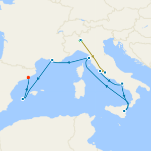 Swiss Alps, Bernina Red Train and Italy, France & Spain Cruise with Milan and Rome Stays