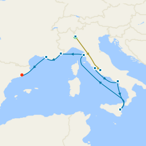 Swiss Alps, Bernina Red Train and Italy, France & Spain Cruise with Milan and Rome Stays