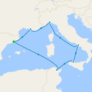 Spain, France, Italy & Tunisia Fly Cruise from Barcelona