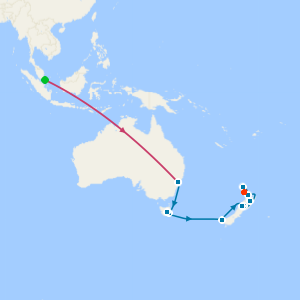 Singapore Stopover, Sydney Stay and Wonders of New Zealand to Auckland