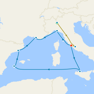 Swiss Alps, Bernina Red Train and Italy, Spain & France Cruise with Milan and Rome Stays