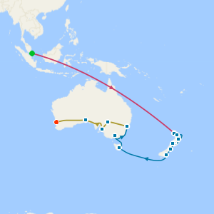 Singapore Stopover, Auckland, Fjords of New Zealand and Indian Pacific Rail from Sydney to Perth with Stays