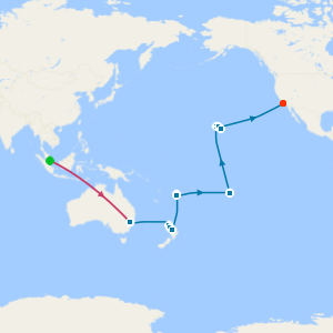 Singapore Stopover, Sydney Stay, Auckland, Fiji, Tahiti and Hawaii to Los Angeles