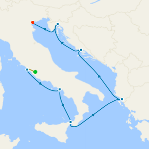 A Journey from Ancient Wonders to Sparkling Coastal Allure from Rome to Fusina (Venice) Fly Cruise with Two Night Stay