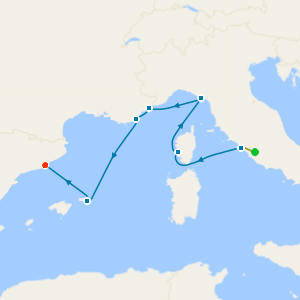 A Journey of Inspirational Isles & Spectacular Horizons with Rome and Barcelona Stays 
