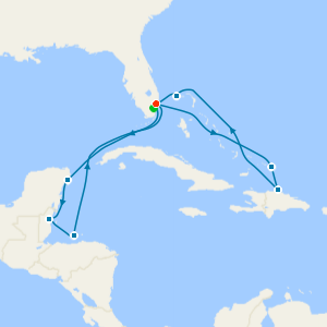 Eastern and Western Caribbean Adventurer cruise from Fort Lauderdale with 1nt Stay