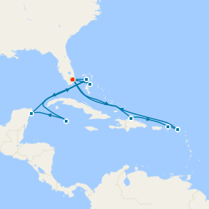 Western & Eastern Caribbean Adventure from Miami with 1nt Stay