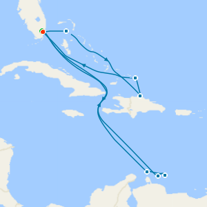 Eastern & Southern Caribbean Adventure from Miami with 1nt Stay