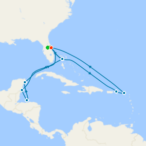 Western & Eastern Caribbean Adventure from Port Canaveral with 1nt Stay