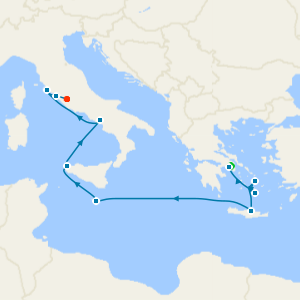 Greek Isles & Western Med Fly Cruise with Stays in Athens & Rome 