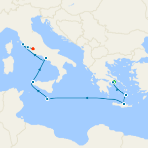 Greek Isles & Western Med Fly Cruise with Stays in Athens & Rome 