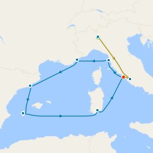 Swiss Alps, Bernina Red Train and Italy, Spain & France Cruise with Milan and Rome Stays