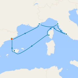 Italy, French Riviera & Spain from Barcelona with Stay