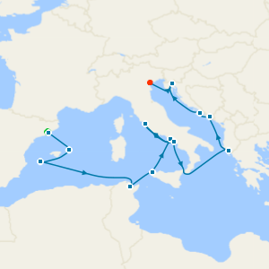 Southern Mediterranean Shores Fly Cruise from Barcelona to Fusina (Venice) With Two Night Stay 