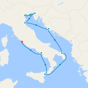 Adriatic Sea & Western Med Fly Cruise to Rome with Two Night Venice Island Stay 
