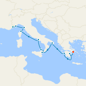 Western Med Fly Cruise with Nice & Athens Stays 