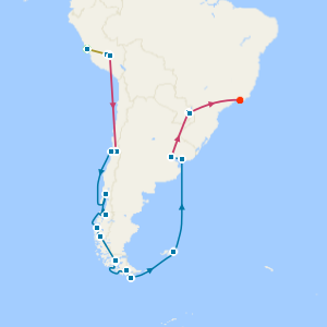 Ultimate South America with Machu Picchu, Iguazu Falls, Rio & Chilean Fjords and Glaciers from San Antonio