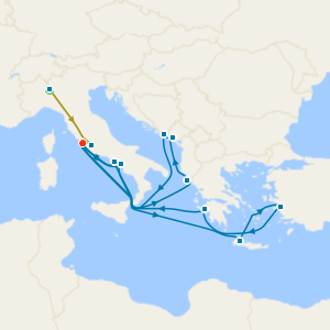 Swiss Alps, Bernina Red Train and Mediterranean, Aegean & Adriatic with Milan and Rome Stays