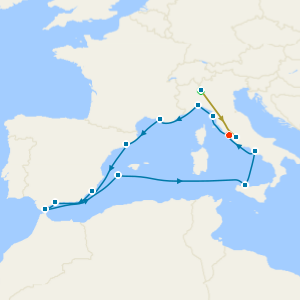 Swiss Alps, Bernina Red Train and Total Solar Eclipse Mediterranean Cruise with Milan and Rome Stays
