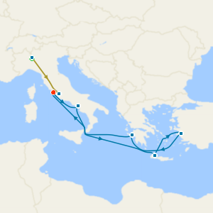 Swiss Alps, Bernina Red Train and Mediterranean & Aegean Cruise with Milan and Rome Stays