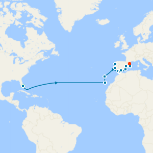 Atlantic Crossing and Iberia Fly Cruise to Barcelona with Miami Beach Stay 