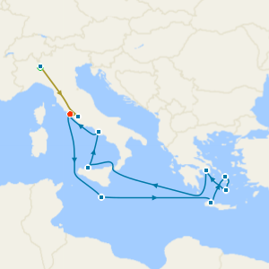 Swiss Alps, Bernina Red Train and Greece, Italy & Malta with Milan and Rome Stays