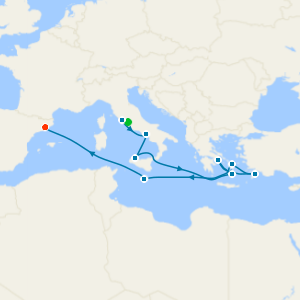 Italy, Greece & Malta from Rome to Barcelona with a 2 night pre and post-cruise stay