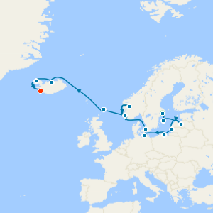 Nordic Cities, Rugged Coastlines & Scenic Fjords Fly Cruise Copenhagen and Reykjavik Stays