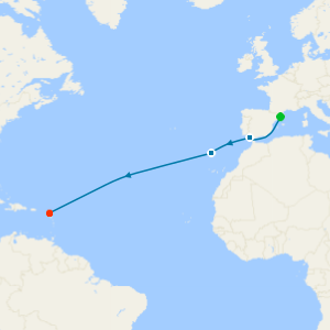 A Grand Journey Across Atlantic Horizons to the Caribbean from Barcelona