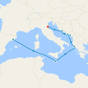 Central Mediterranean with a 2 night pre-cruise stay in Barcelona and a 2 night post-cruise stay in Venice