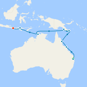 Southern Asia & Pacific Fly Cruise with Two Night Brisbane & Five Night Bali Hotel Stays 
