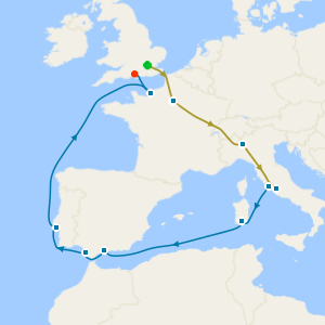 No-Fly Swiss Alps, Bernina Red Train & Western Europe Cruise to Southampton with Paris, Milan and Rome Stays