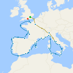 No-Fly Swiss Alps, Bernina Red Train & Grand Renaissance Explorer from Rome to Southampton with Paris, Milan and Rome Stays