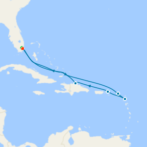 Eastern Caribbean cruise from Miami with 1nt Stay