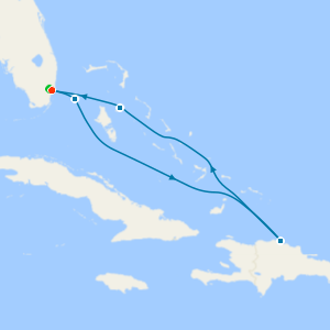 Caribbean and Bahamas cruise from Miami with 1nt Stay