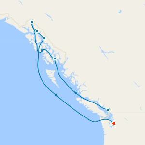Alaska Dawes Glacier with a 2 night pre cruise stay in Vancouver and a 2 night post cruise stay in Seattle